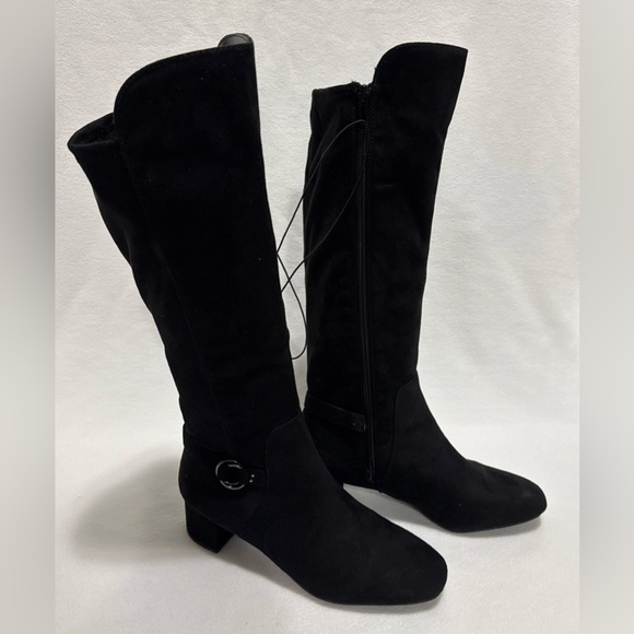 East 5th Womens 9M Black Surrey Block Heel Faux Suede Dress Boots Memory Foam - Picture 4 of 14